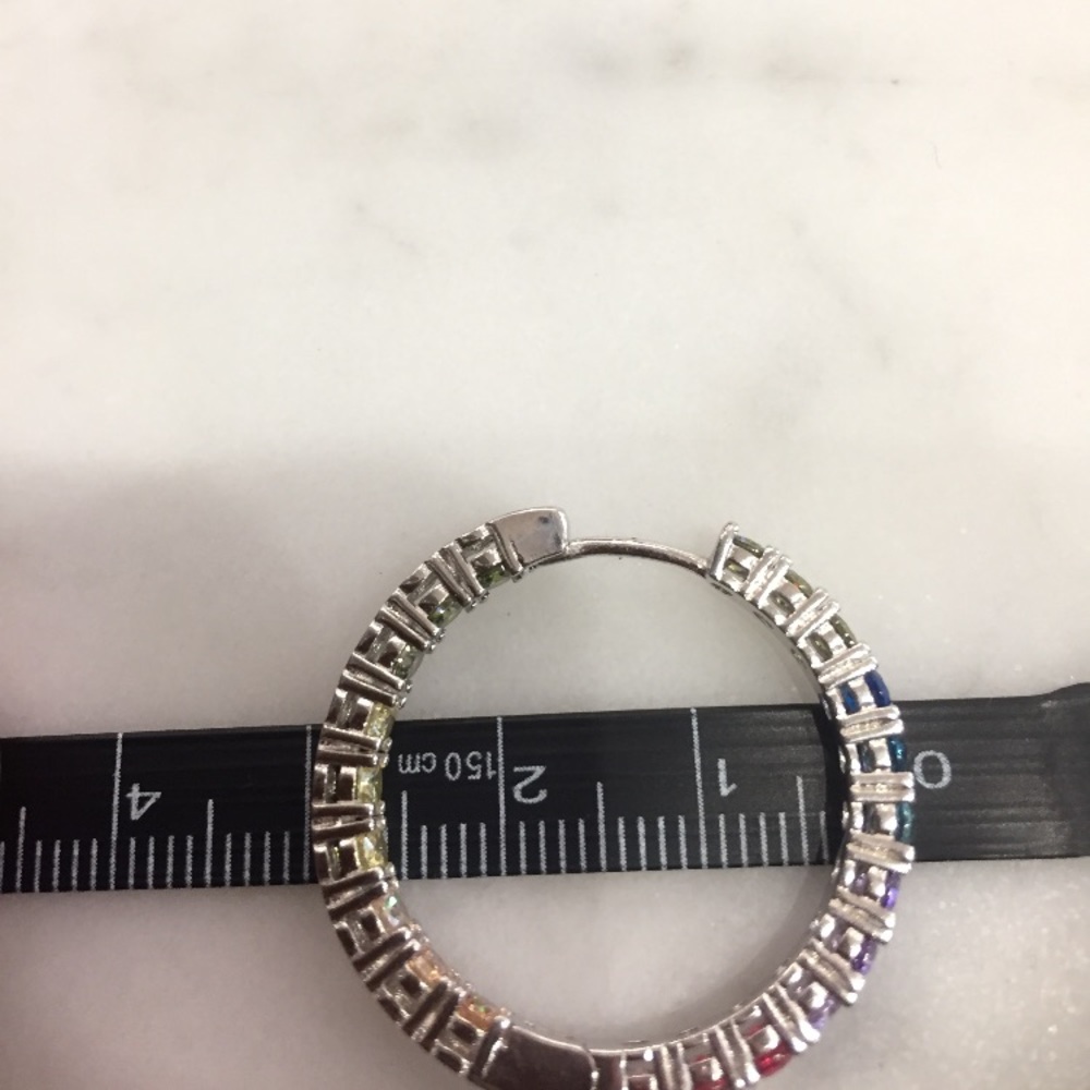 Rainbow Color Hoop Earrings Sterling Silver - Picture 5 of 5